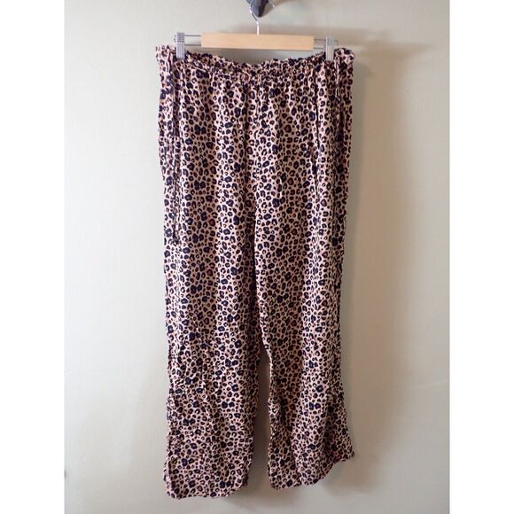 Shade & Shore Large Leopard Print Ruffle Waist CoverUp Pants Swim Beach - Picture 1 of 9